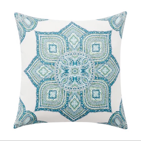 New Pottery Barn Wilder Medallion Indoor/Outdoor Pillow, Light Blue Teal Accent - Picture 1 of 3